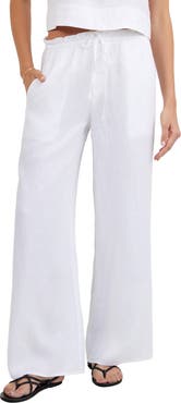 Bella Dahl Ruffle Waist Wide Leg Linen Pants