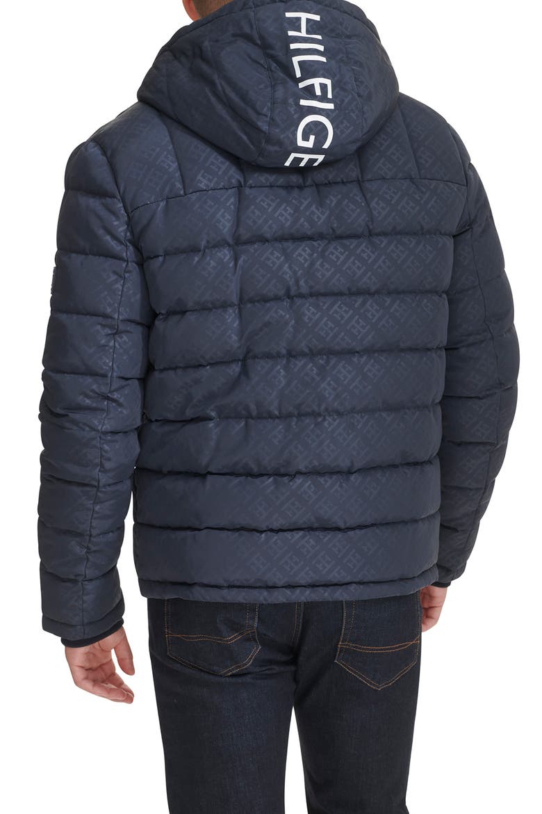 Fleece Lined Hooded Puffer Jacket, Alternate, color, BLUE PRINT