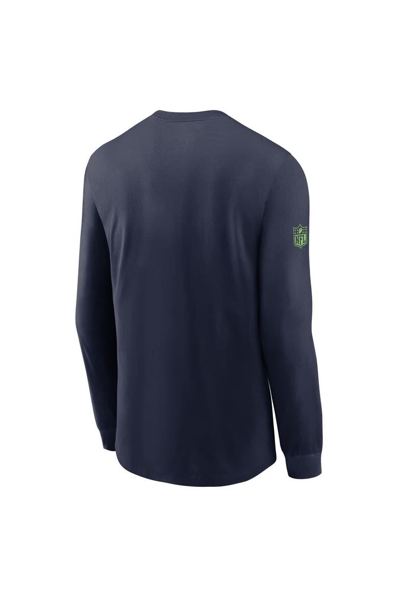 Men's Nike College Navy Seattle Seahawks Sideline Performance Long Sleeve T-Shirt, Alternate, color, College Navy