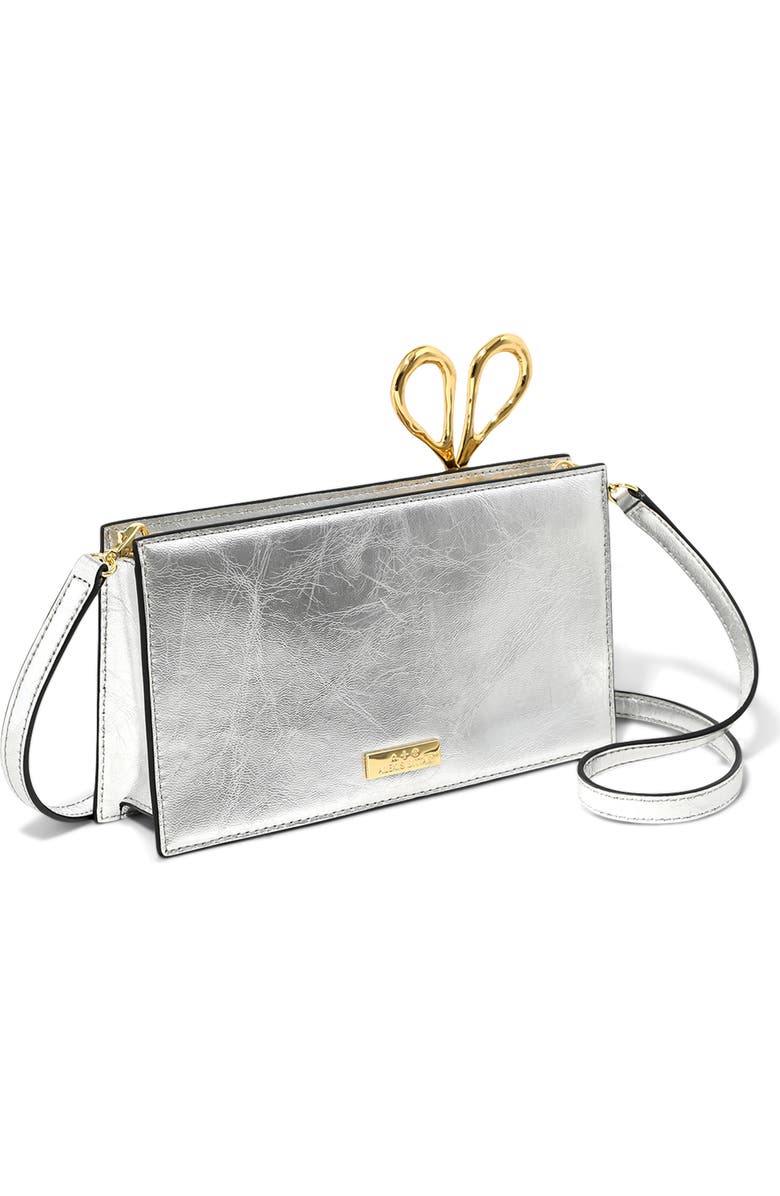 Alexis Bittar The Petite Scissor Leather Clutch, Alternate, color, Silver