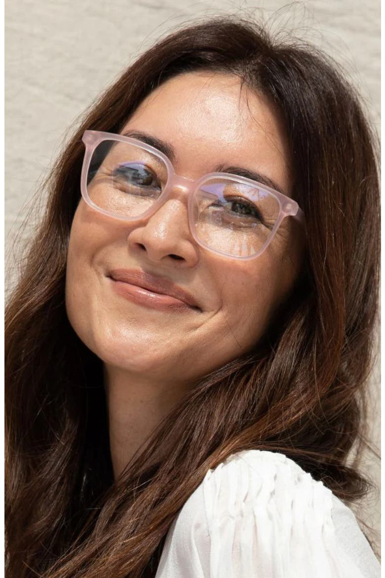 Nani 50mm Medium Nose Bridge Narrow Width Square Optical Glasses, Alternate, color, PEONY / CLEAR LENSES