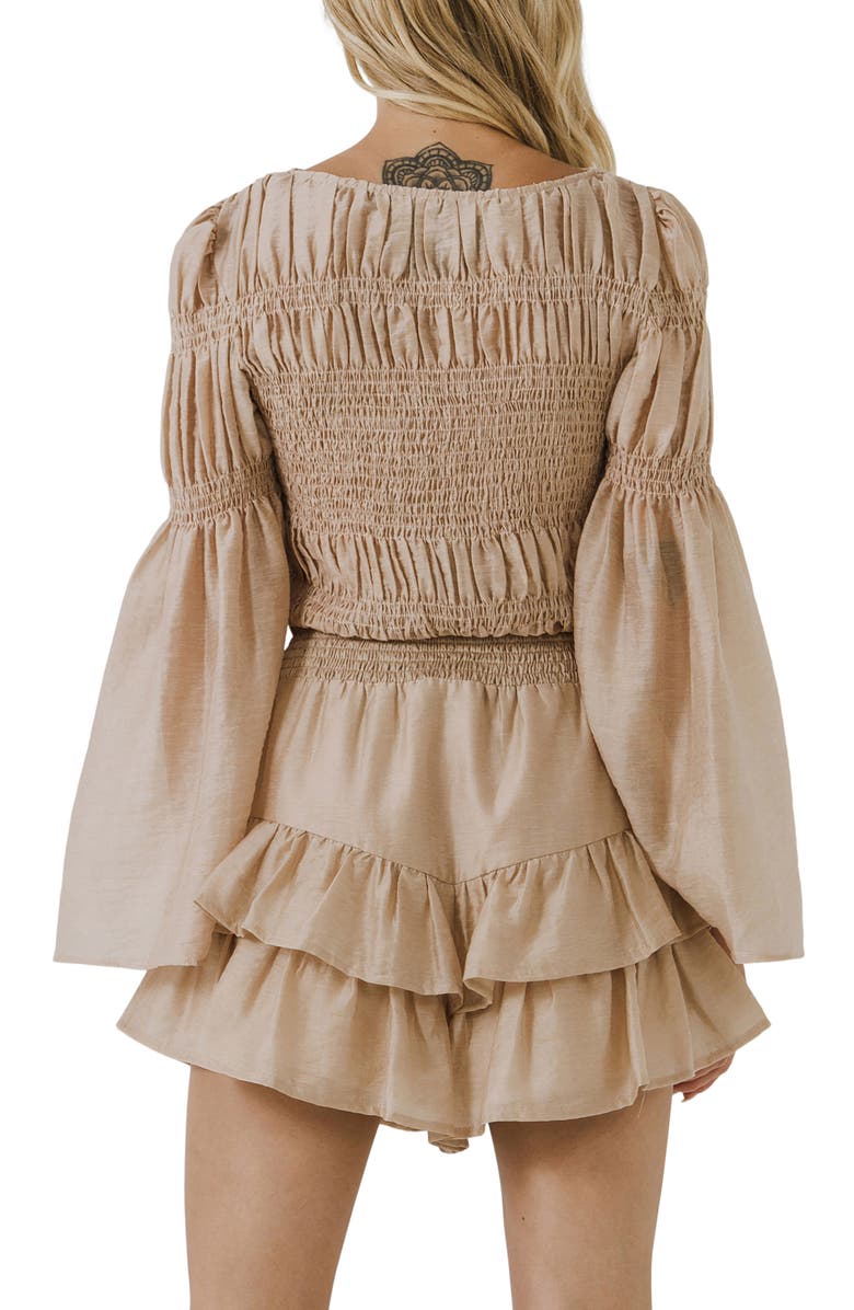 Endless Rose Smocked Bell Sleeve Crop Top, Alternate, color,