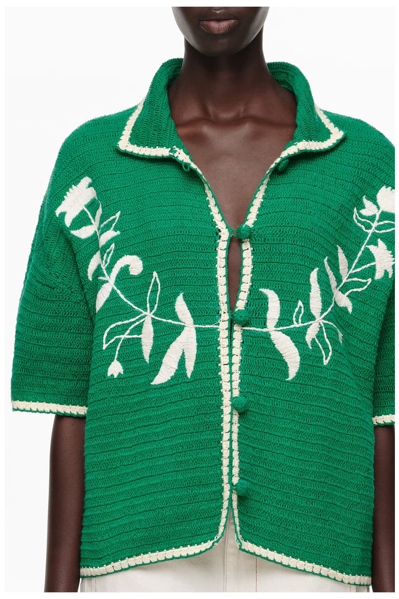 Embroidered Knit Sweater, Main, color, GREEN