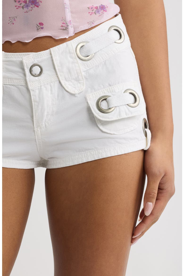 Eyelet Cargo Shorts, Alternate, color, WHITE