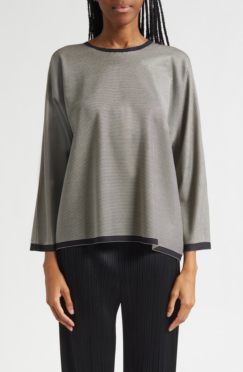 Pleats Please Issey Miyake A-Poc Stripe Pleated Top, Main, color, Black