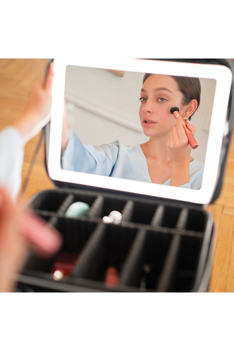 Slim Lightweight Rechargeable Travel Makeup Mirror Kit, Alternate, color, Black