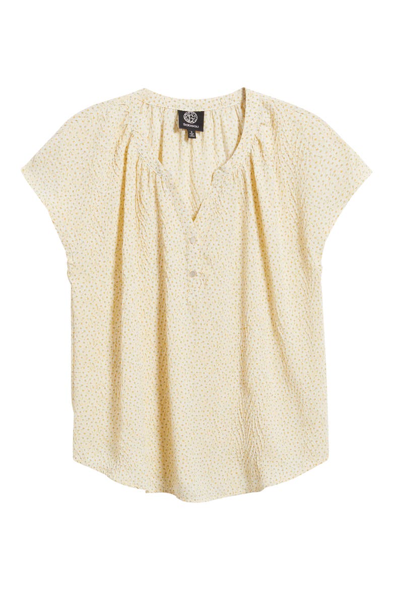 Daisy Print Henley Top, Alternate, color, LIGHT YELLOW DITSY
