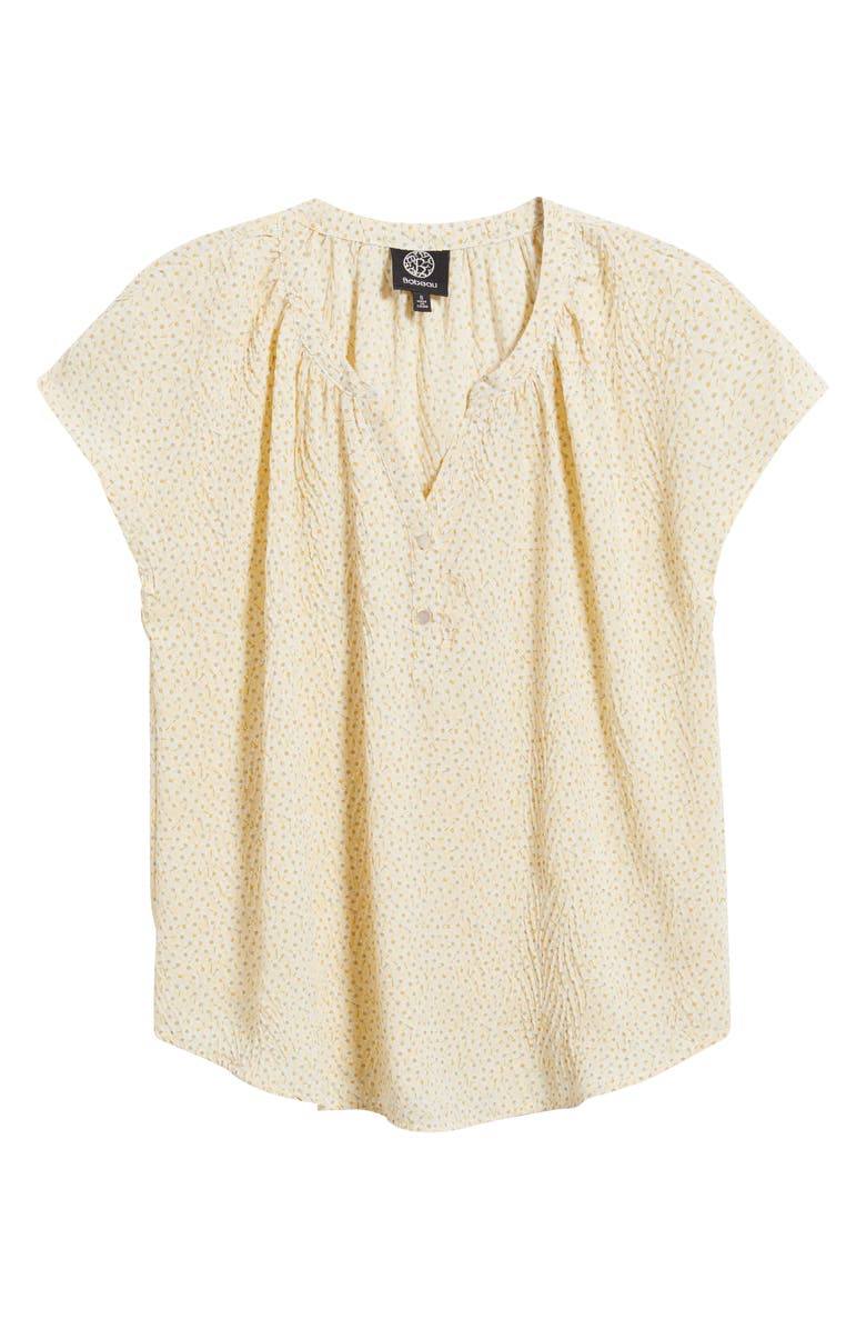 Bobeau Daisy Print Henley Top, Alternate, color, Light Yellow Ditsy