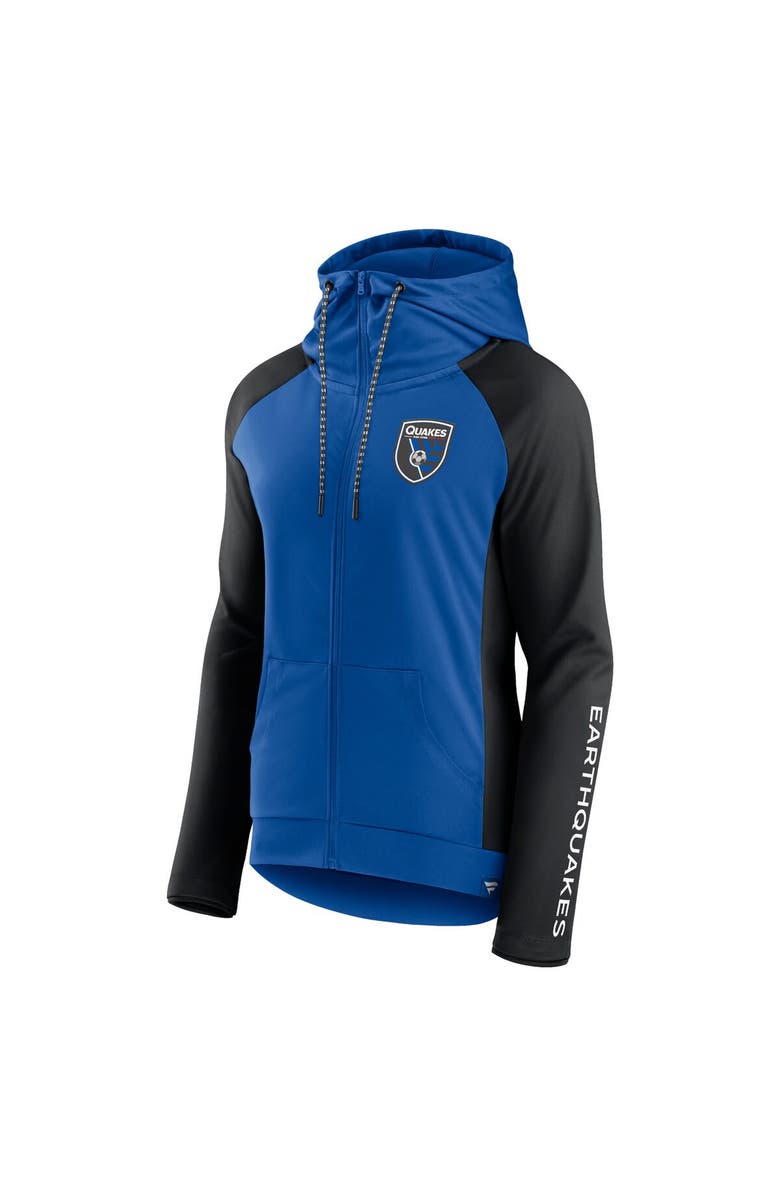 FANATICS Women's Fanatics Branded Blue/Black San Jose Earthquakes Iconic Raglan Full-Zip Hoodie, Alternate, color, Blue