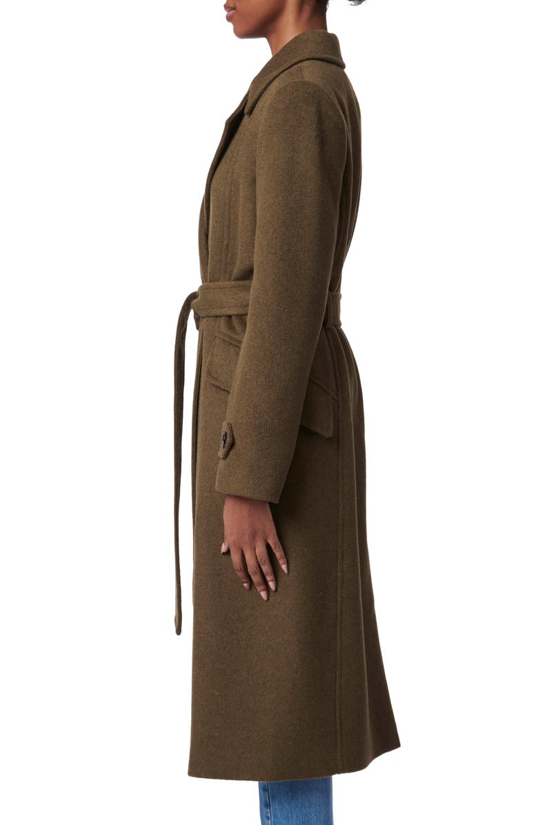 Bernardo Double Breasted Belted Coat, Alternate, color, Olive