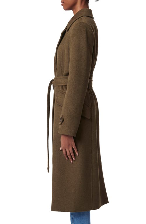 Bernardo Double Breasted Belted Coat In Olive