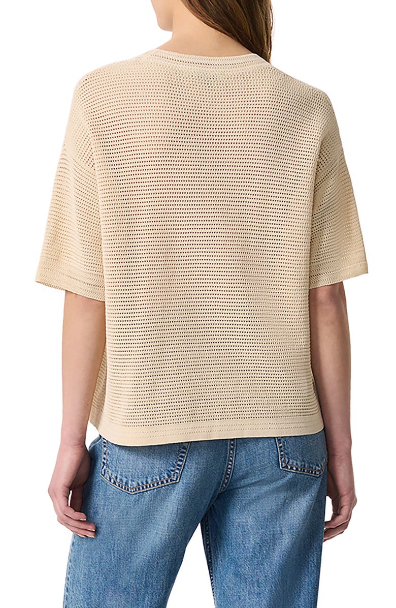 rag & bone Zoey Short Sleeve Open Stitch Cotton Blend Sweater, Alternate, color, 