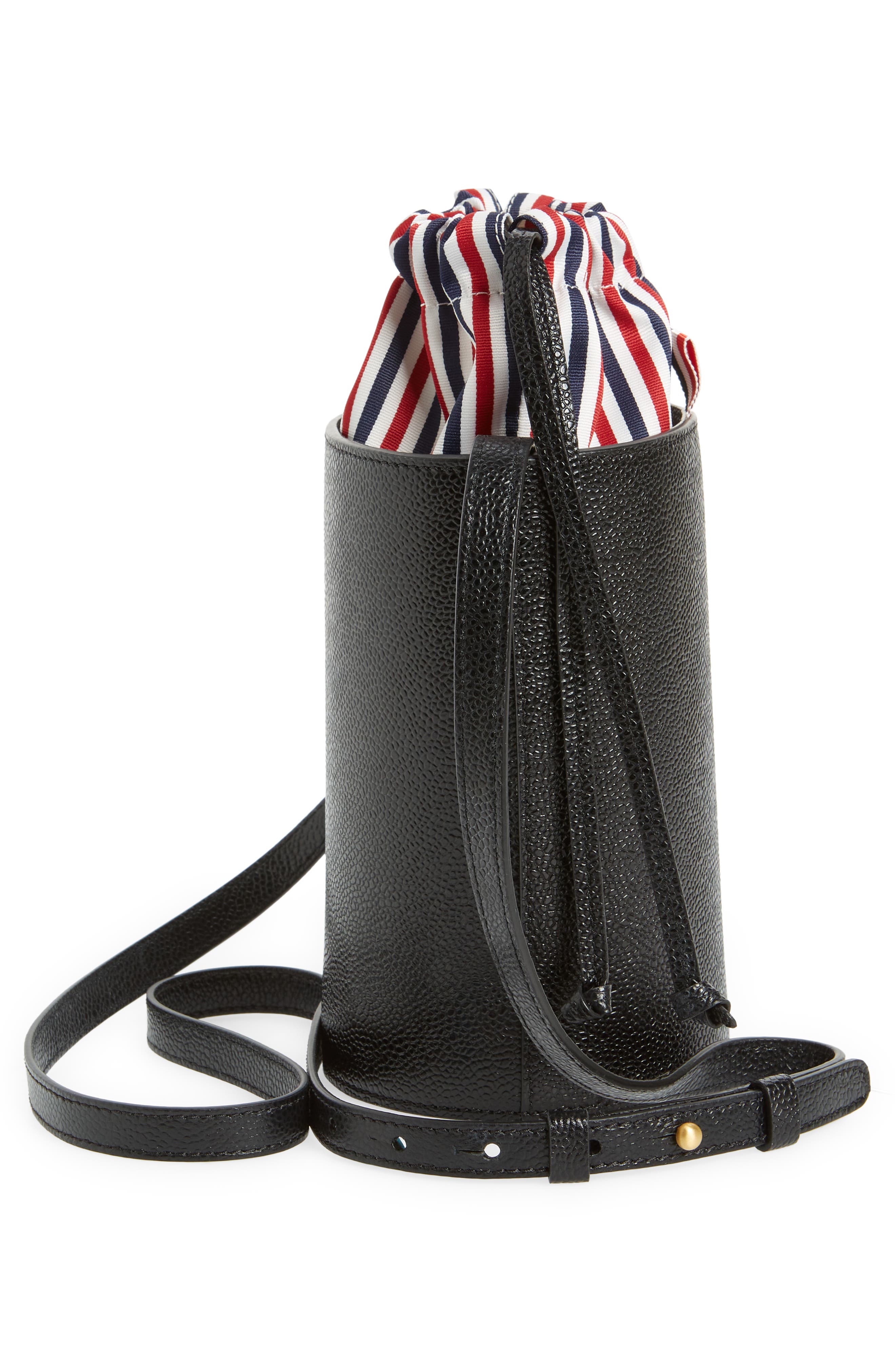 Thom Browne Mini Calfskin Leather Bucket Bag, Alternate, color, 
