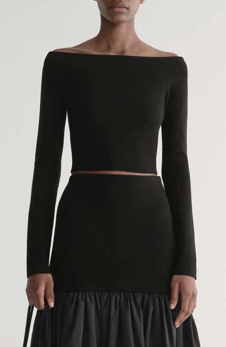 Jo Fitted Off the Shoulder Crop Sweater