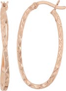 FZN 14K Gold Plated Silver Textured Hoop Earrings