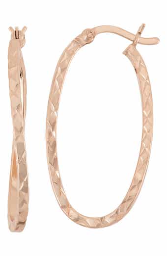 FZN 14K Gold Plated Silver Textured Hoop Earrings