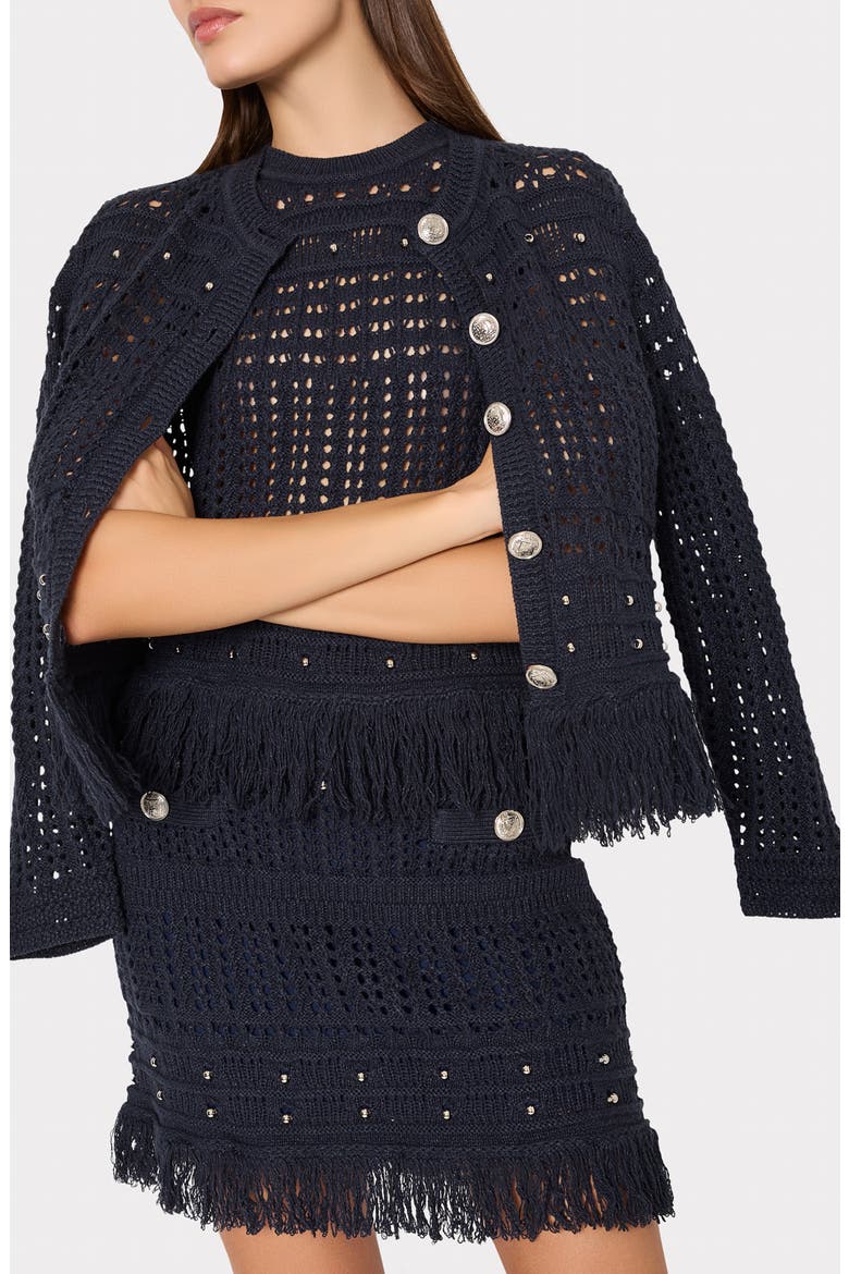 Beaded Fringe Cardigan, Main, color, NAVY