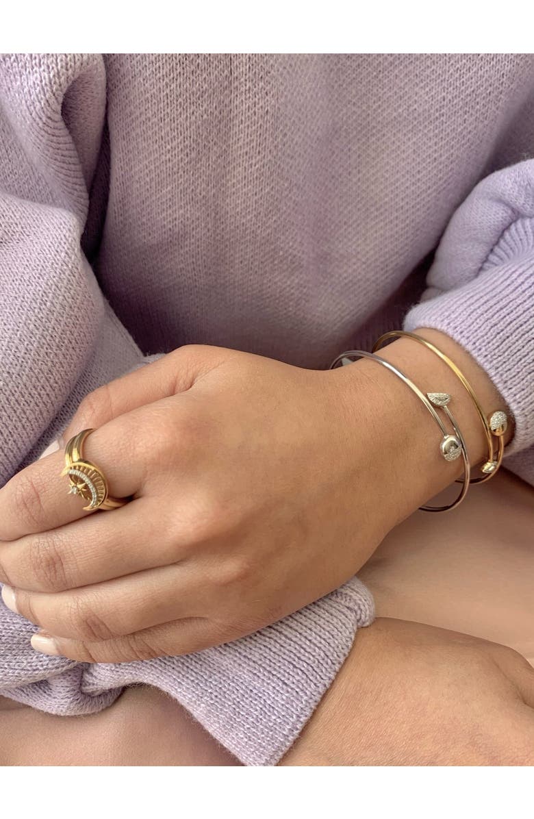 LuvMyJewelry Moon Stages Sterling Silver Diamond Adjustable Bangle, Alternate, color, Silver