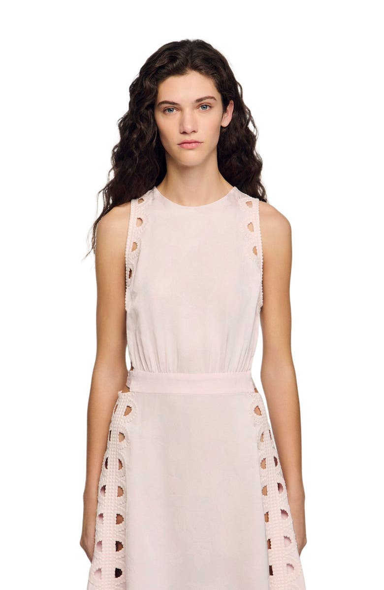 SANDRO Flower jacquard maxi dress, Alternate, color, Pink