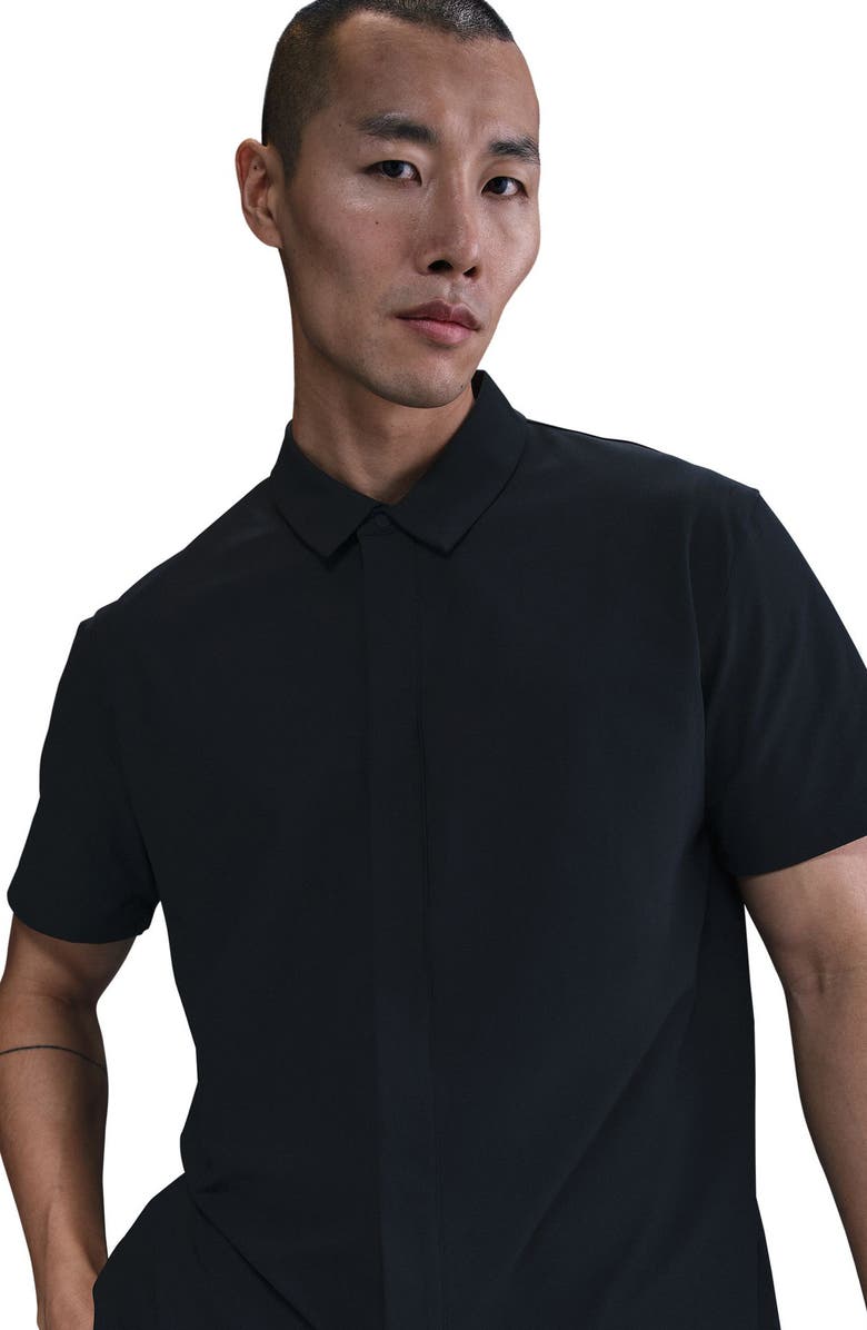 Nike 24.7 PerfectStretch Dri-FIT Short Sleeve Button-Up Shirt, Alternate, color, Black/ Dark Smoke Grey