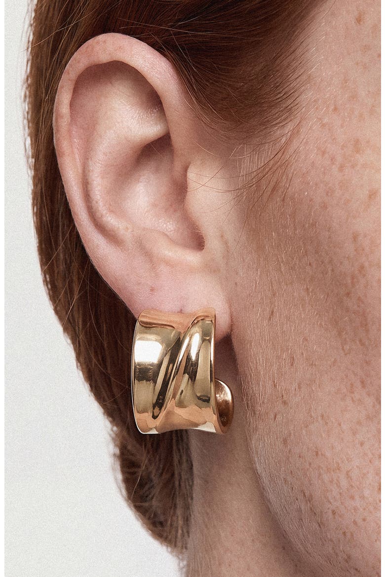 Sculptural Ribbed Earrings, Alternate, color, GOLD