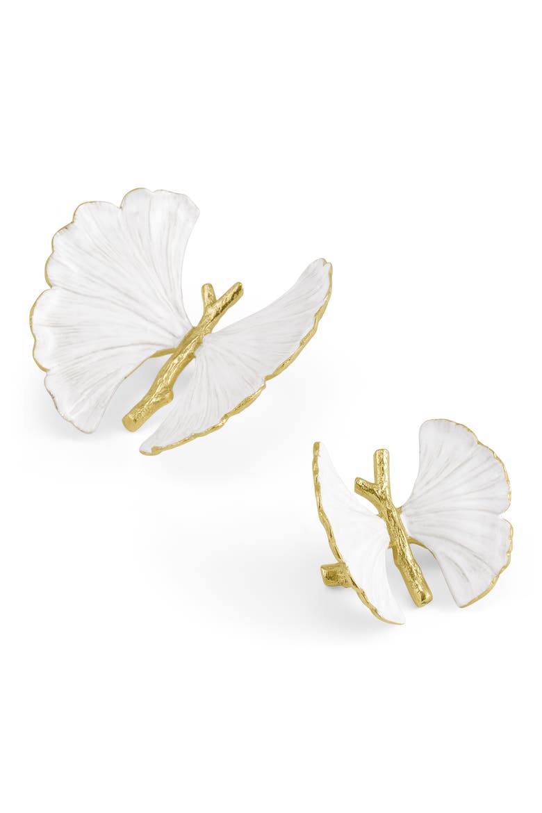 Set of 2 Butterfly Ginkgo Decor Sculptures, Alternate, color, WHITE/ GOLD