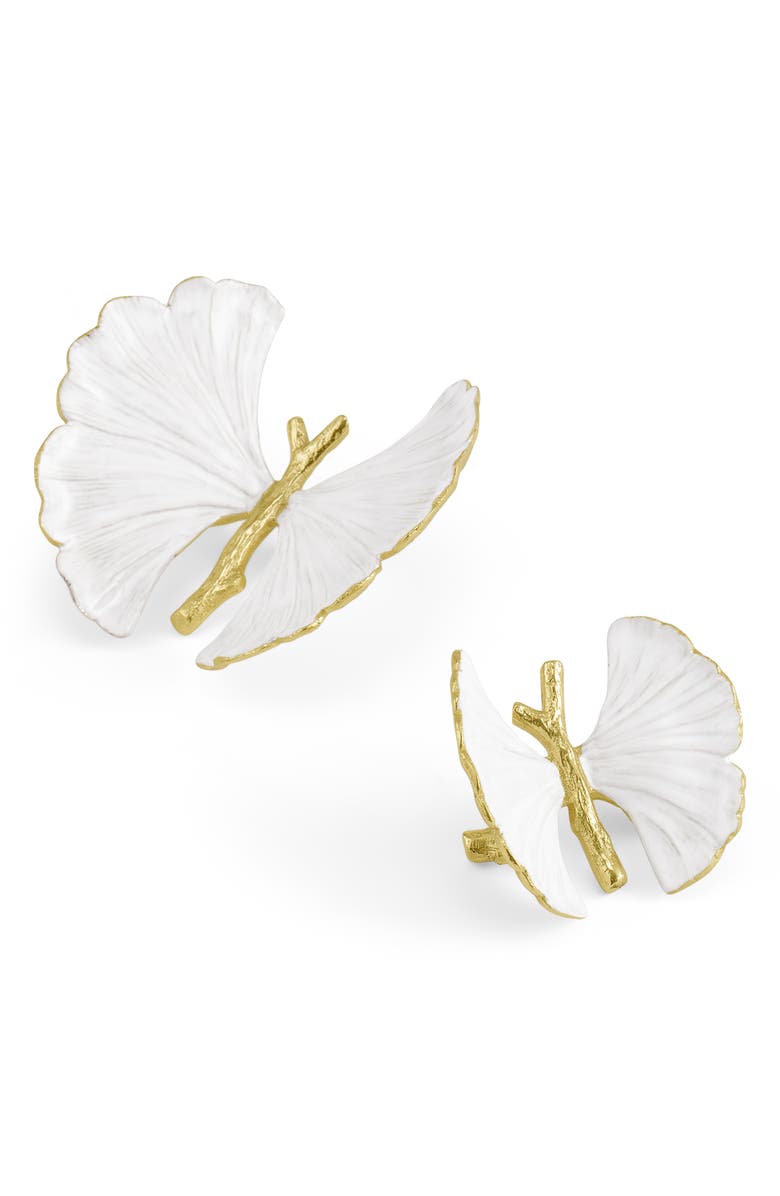 Michael Aram Set of 2 Butterfly Ginkgo Decor Sculptures, Alternate, color, White/ Gold