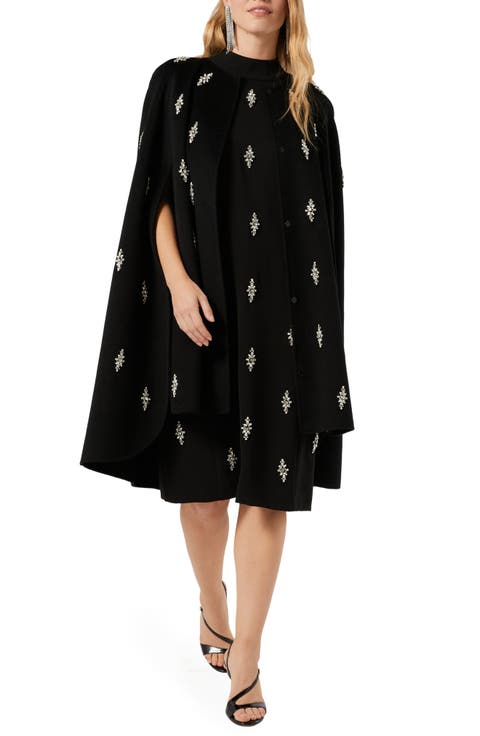 Crystal Embellished Cape Dress
