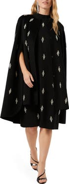 Marina Rinaldi Crystal Embellished Cape Dress