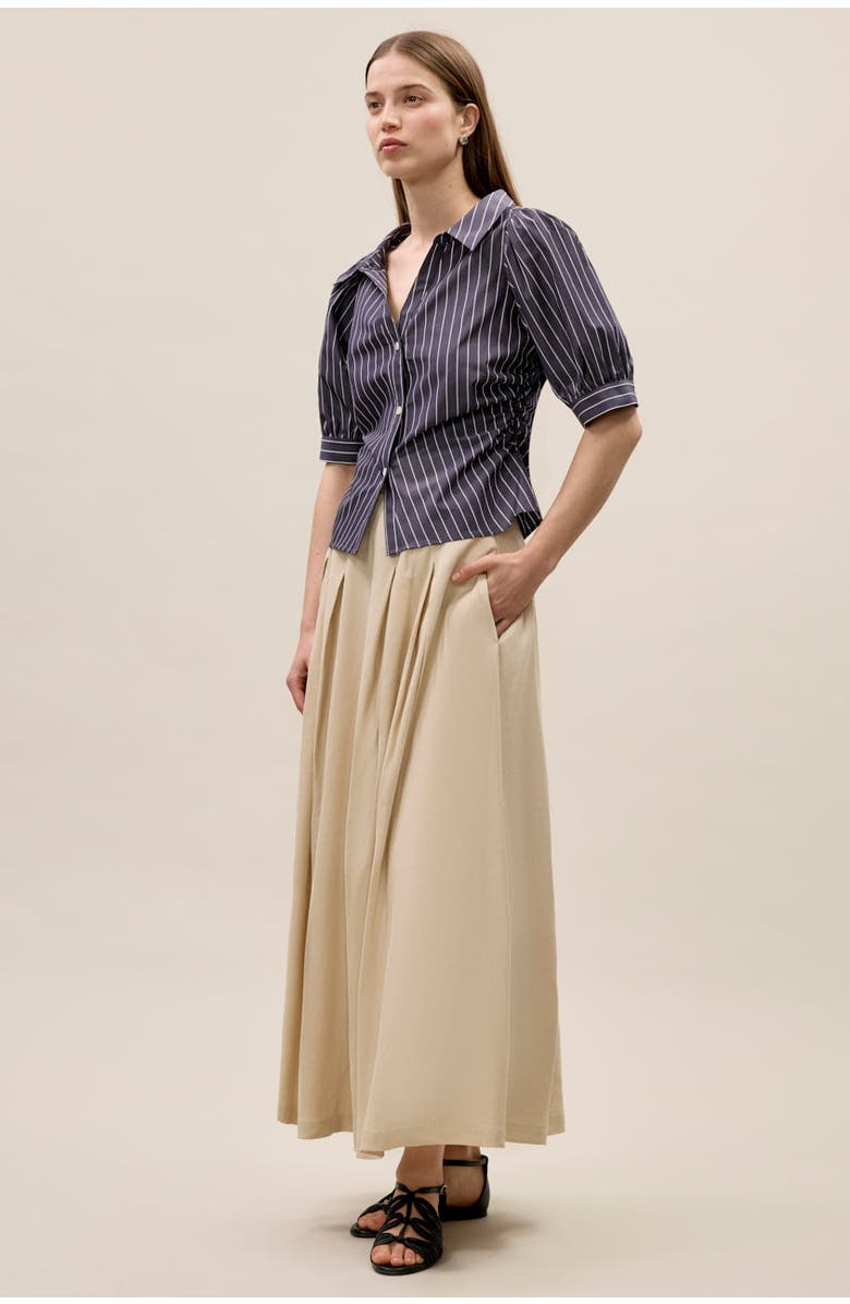 Rebecca Taylor Isla Stripe Poplin Shirt, Alternate, color, Navy Stripe