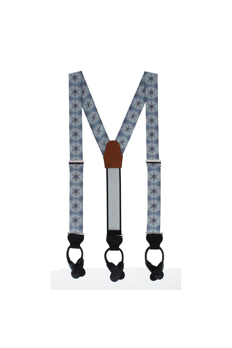 Clarence The Classy Snowflake Silk Holiday Button End Brace, Alternate, color, Light Blue