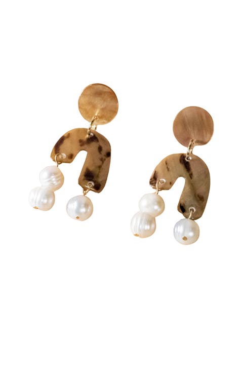 Mother-of-Pearl Asymmetrical Drop Earrings