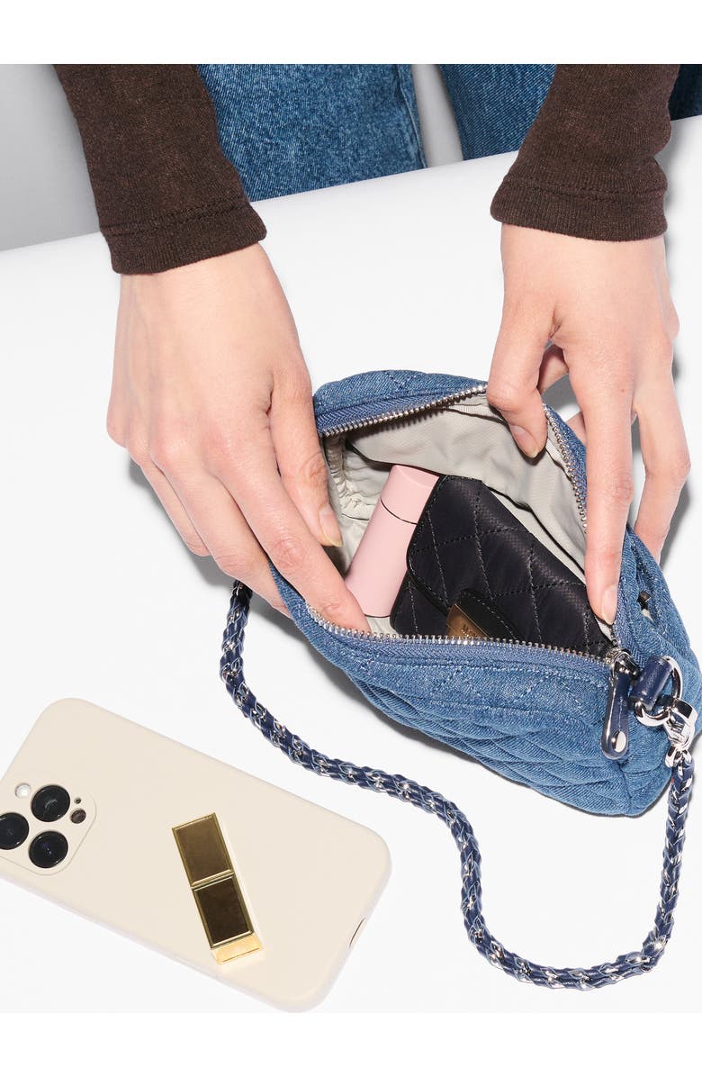 MZ Wallace Mini Crosby II Quilted Denim Crossbody Bag, Alternate, color, True Blue Denim