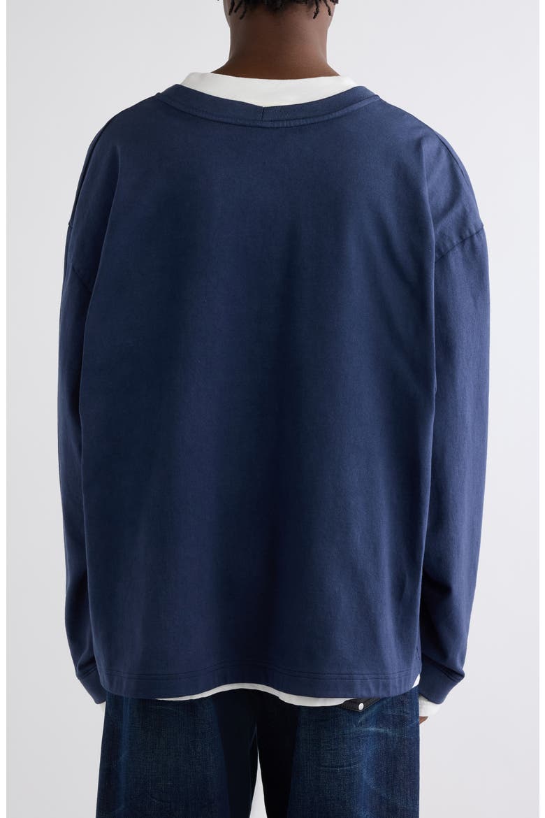 Ericka Registered Layered Long Sleeve Organic Cotton T-Shirt, Alternate, color, NAVY/ WHITE