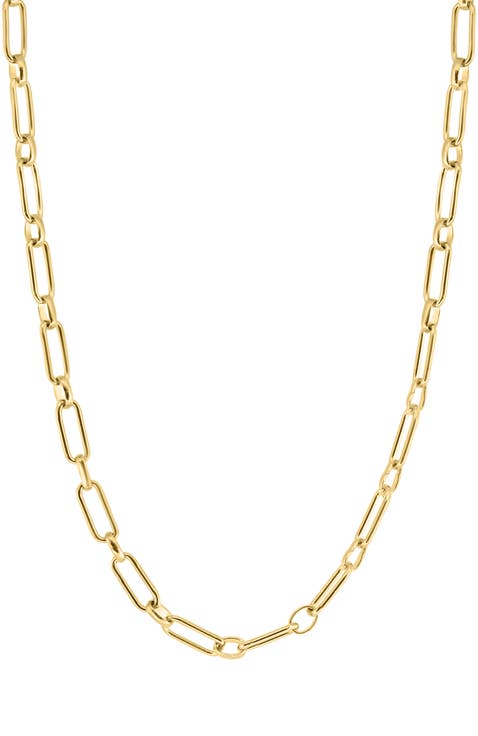 Mixed Link Layered Necklace in Gold-Plated Sterling Silver