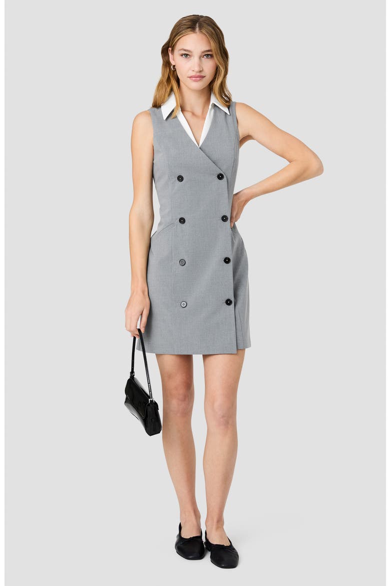 Tavi Double Breasted Coat Mindidress, Alternate, color, ASH GREY-WINTER WHITE