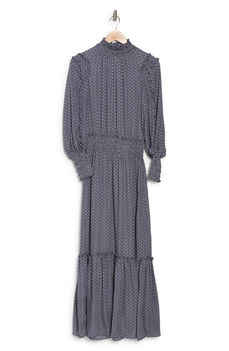 MAX STUDIO Mock Neck Smocked Printed Maxi Dress, Alternate, color, 
