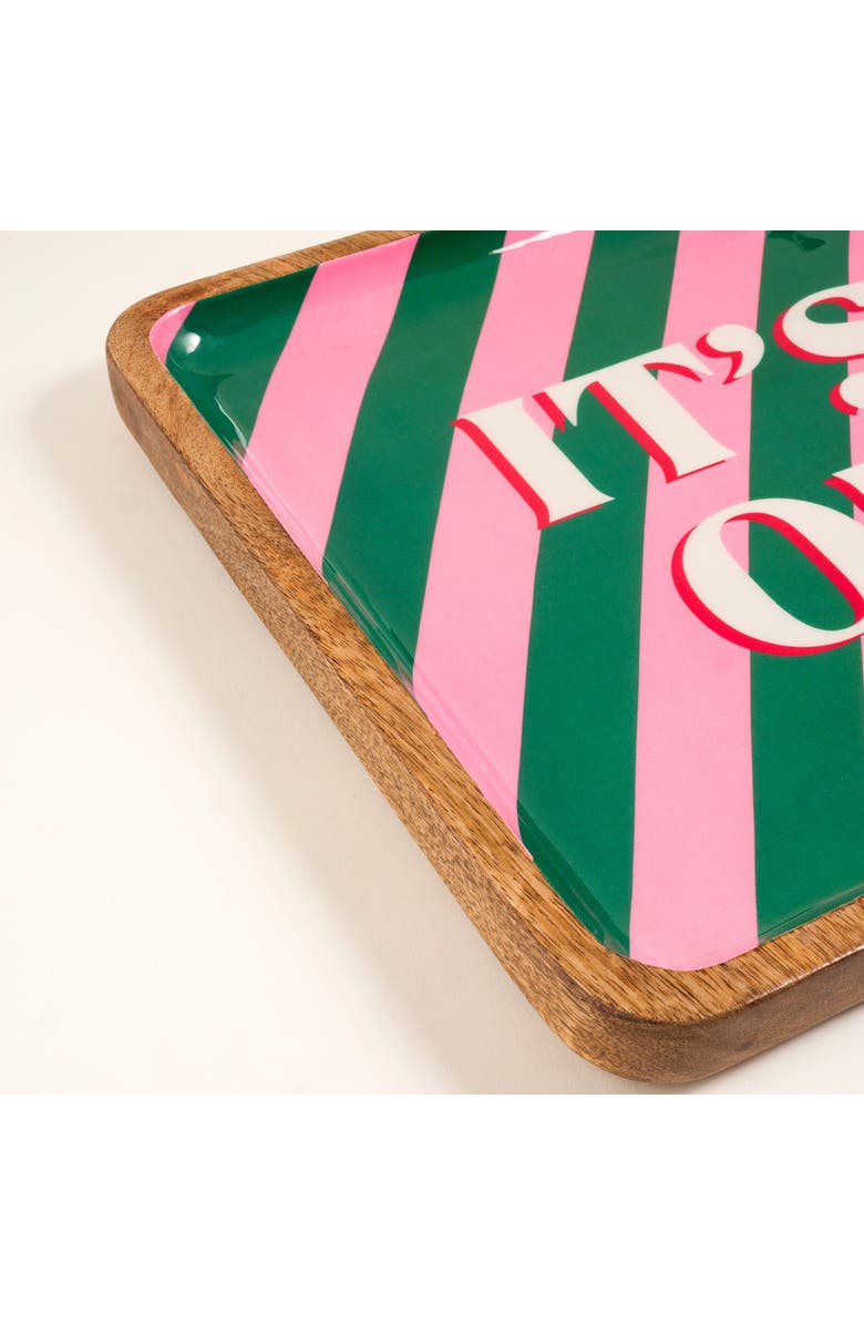 Zsa Zsa Zsu Lakri Mango Wood Tray 12X12 In, Alternate, color, Green