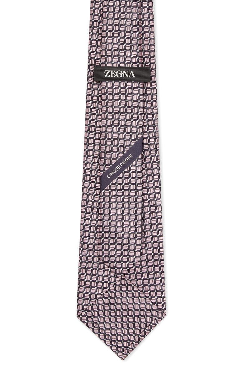 ZEGNA TIES Micro Geo Mulberry Silk Tie, Alternate, color,
