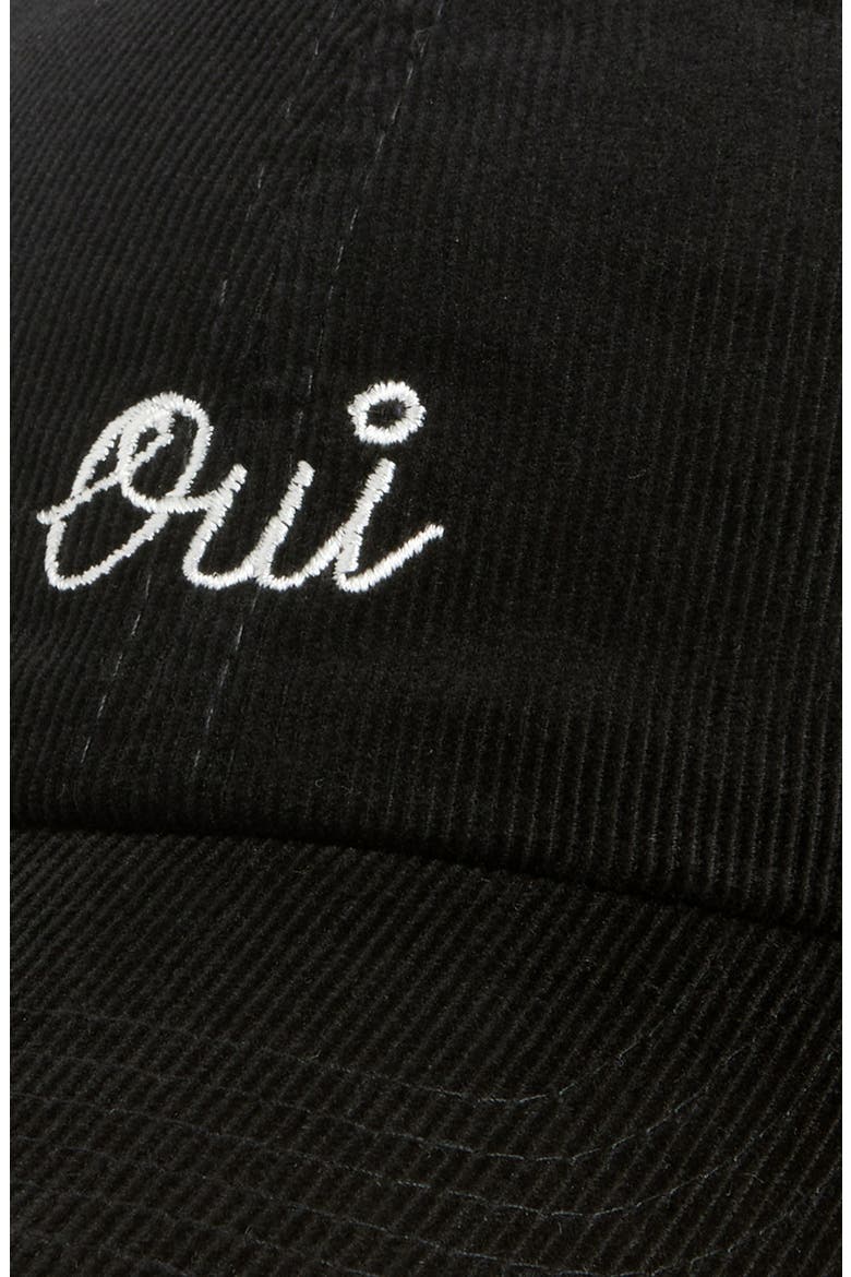 Oui Corduroy Baseball Hat, Alternate, color, BLACK CORDUROY W/ CREAM OUI