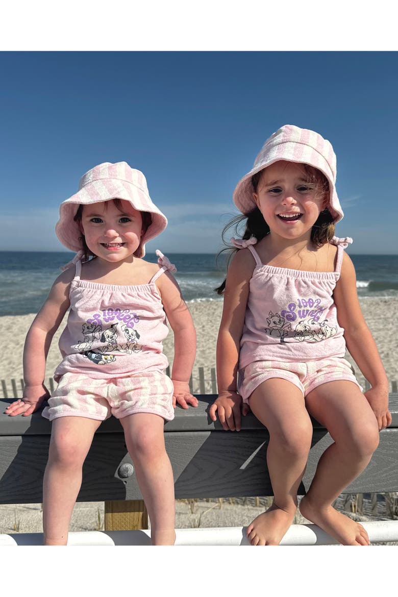 Tank Top and Shorts Set with Bucket Hat, Alternate, color, Pink Cream Stripe