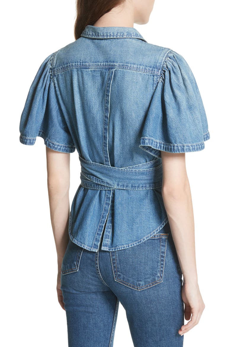 Denim Tie Top, Alternate, color, ARTIST WASH