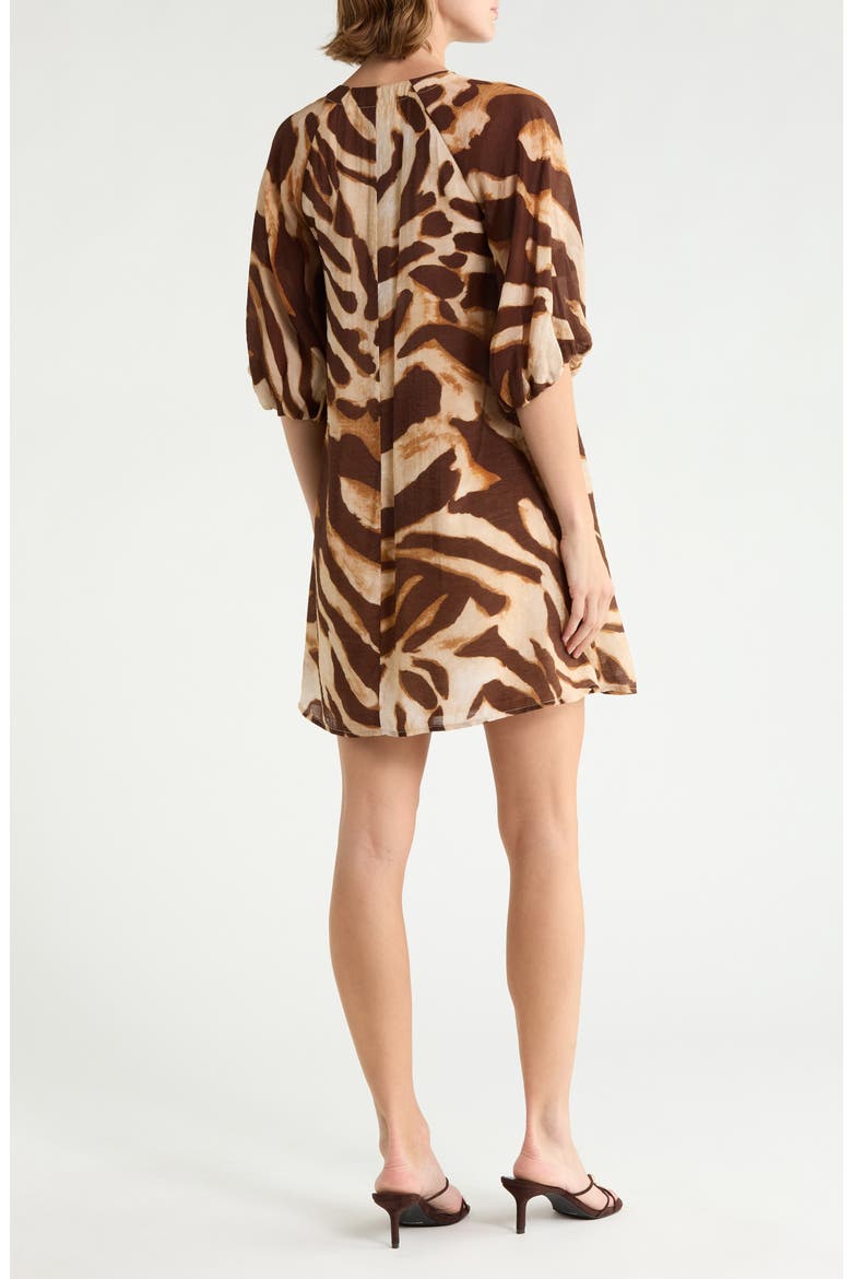 Puff Sleeve Minidress, Alternate, color, TAUPE ANIMAL