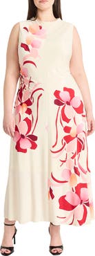 Maggy London Mock Neck Sleeveless Midi Dress