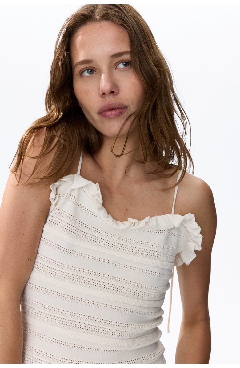 H&M Pointelle-knit Tie-strap Top, Alternate, color, White