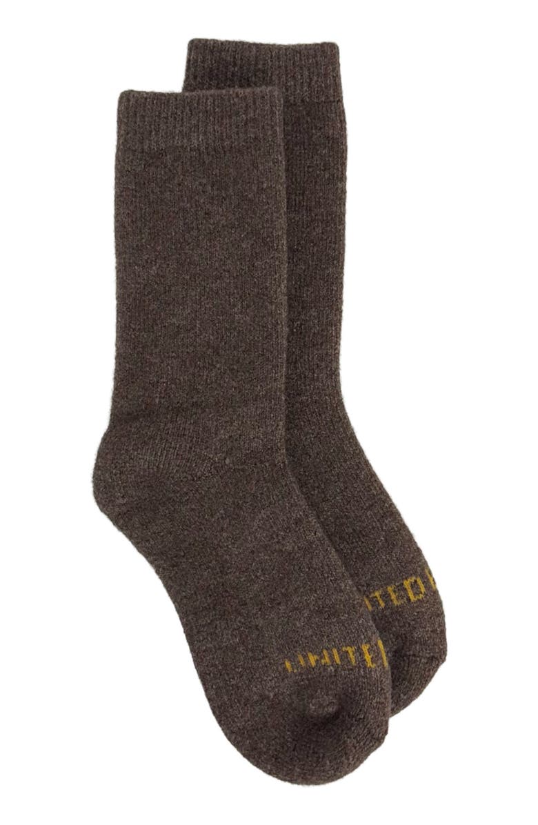 United By Blue Cushioned Wool & Yak Blend Crew Socks, Main, color, Sepia Heather