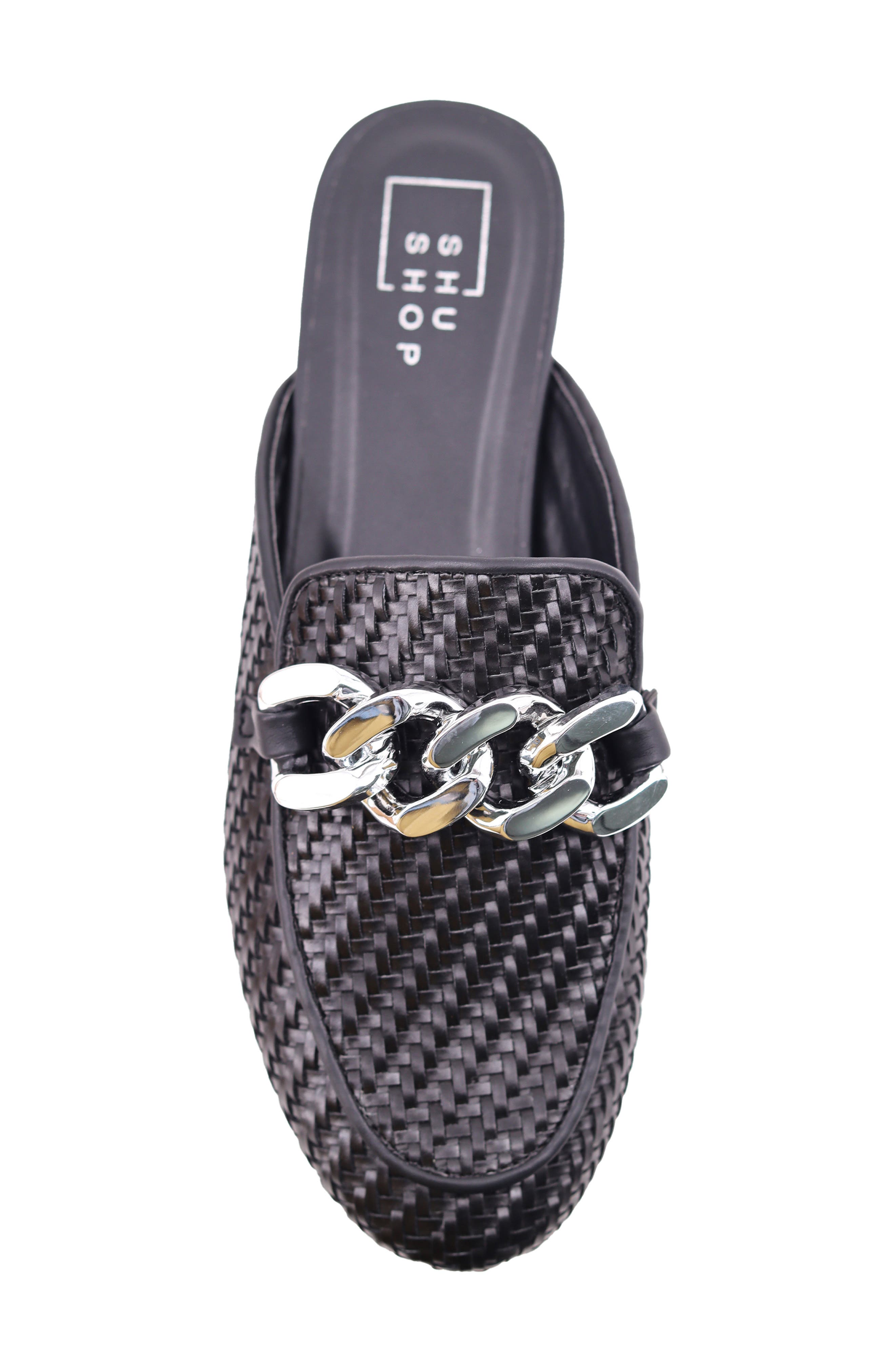 SHUSHOP Alexis Chain Mule, Alternate, color, Black Woven