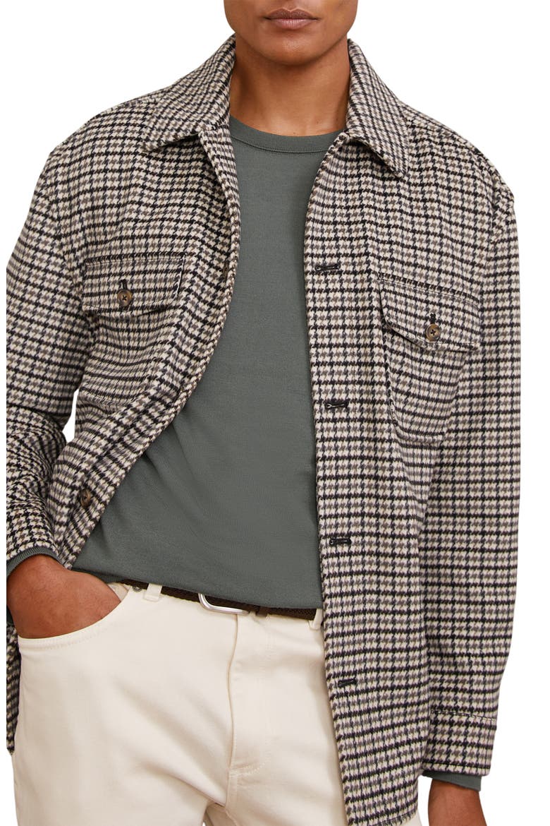 Liam Houndstooth Wool Blend Overshirt, Main, color, GREY
