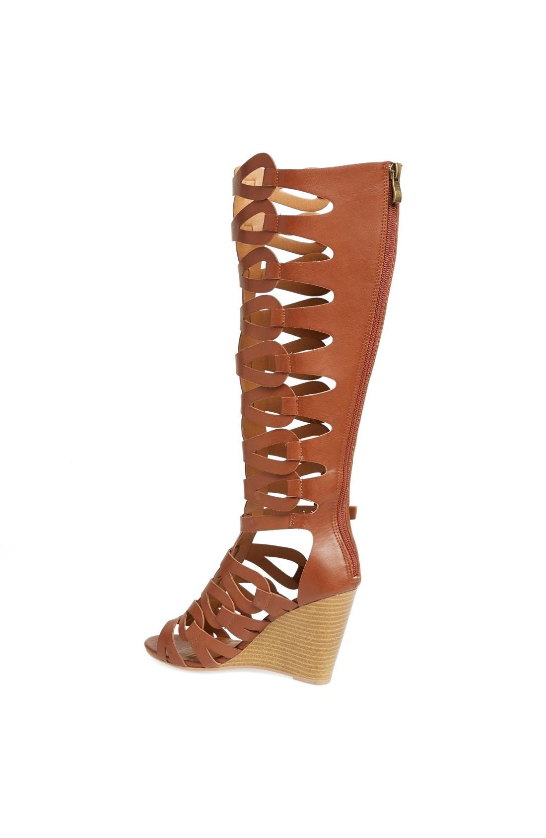 'Anglica' Gladiator Wedge Sandal, Alternate, color, COGNAC