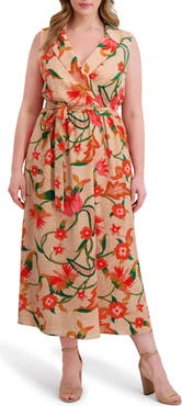 Kensie Tie Waist Textured Midi Dress